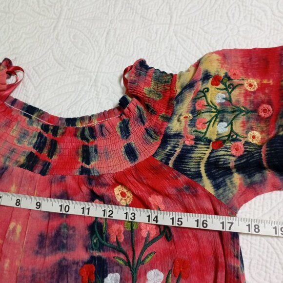 Wonderland By Orange Vintage Romper Sz M With Floral Embroidery & Tie-Dye Design - Picture 10 of 12